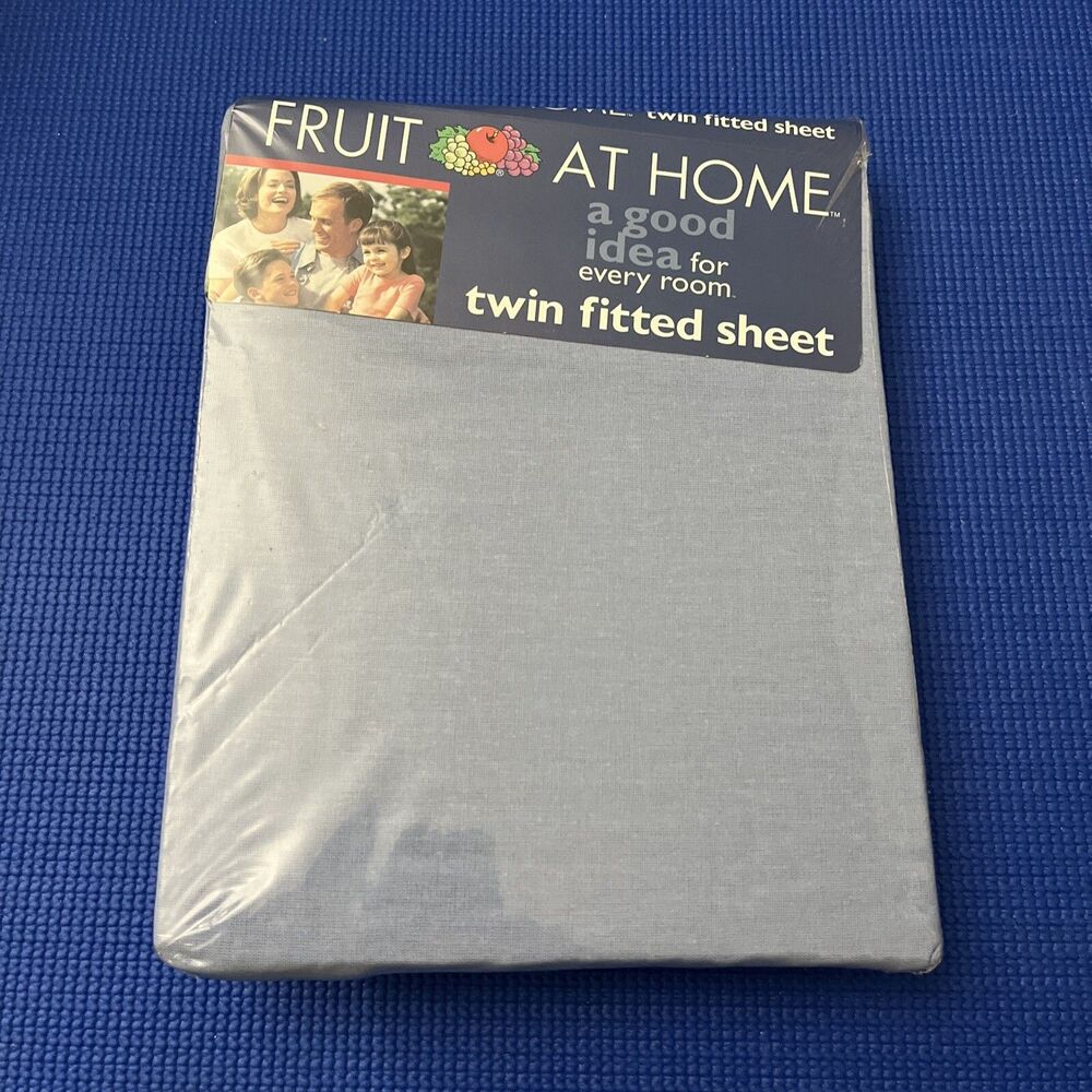Vintage Fruit at Home Twin Fitted Sheet 1999 NIP Light Blue